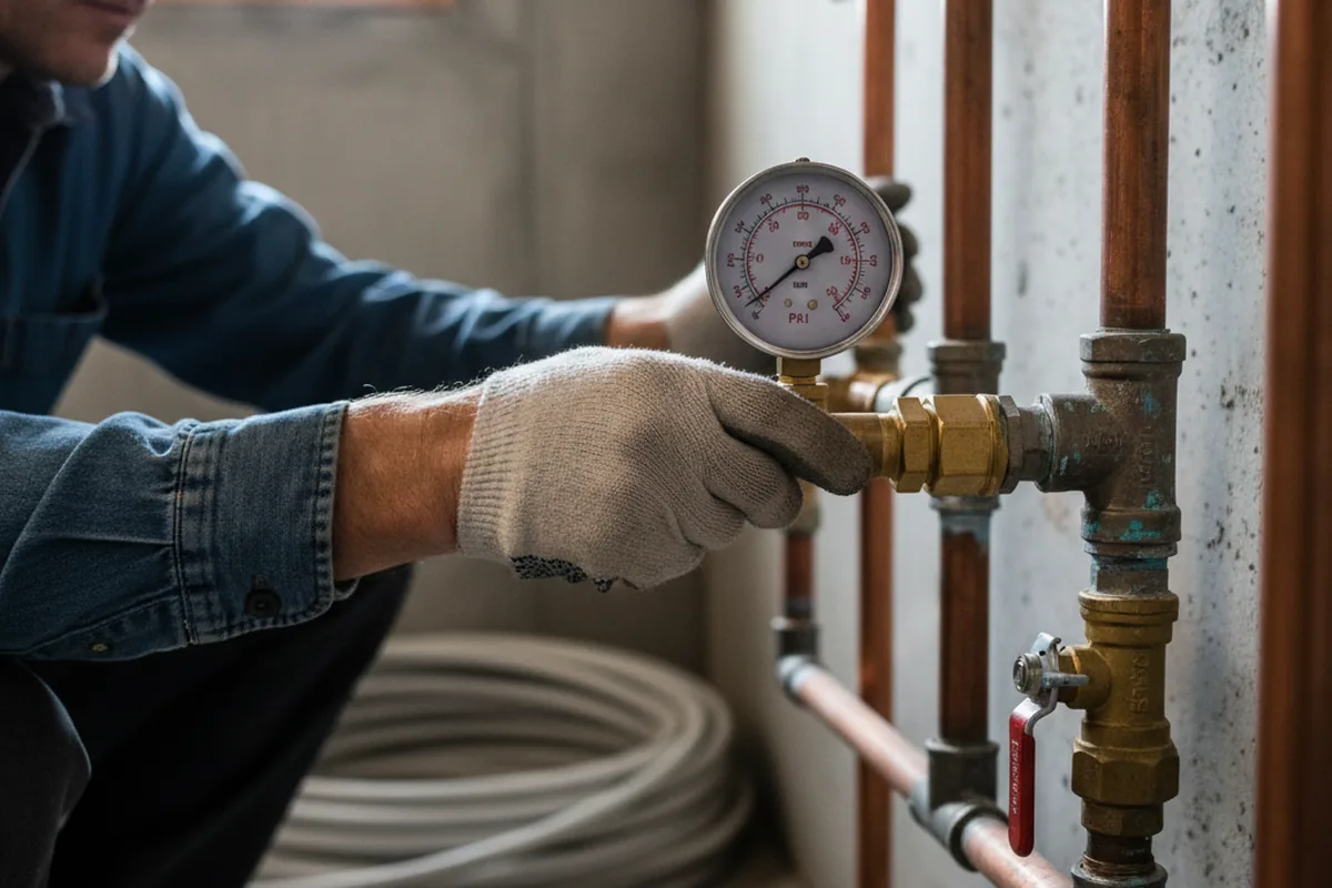 Pressure testing a repaired line during Water Line Repair in Estacada